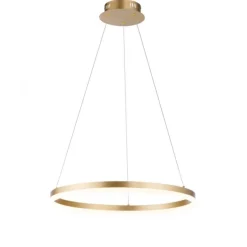 LED Pendelleuchte 60x60 messing farbig rund dimmbar Memoryfunktion modern