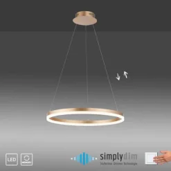 LED Pendelleuchte 60x60 messing farbig rund dimmbar Memoryfunktion modern