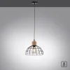 LED Pendelleuchte 31x31 Metallschirm Naturholz schwarz 1 flammig Küche