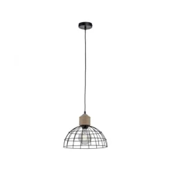 LED Pendelleuchte 31x31 Metallschirm Naturholz schwarz 1 flammig Küche