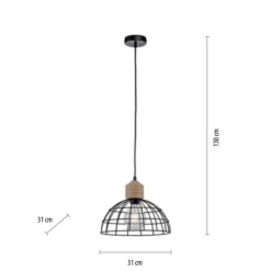 LED Pendelleuchte 31x31 Metallschirm Naturholz schwarz 1 flammig Küche