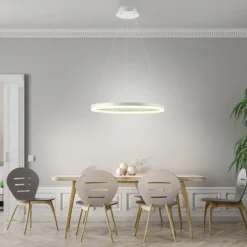LED Pendelleuchte 60x60 weiss rund dimmbar Memoryfunktion modern