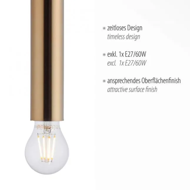 LED Pendelleuchte, zeitlos, messing matt, Innenleuchte,1 flammige Pendellampe