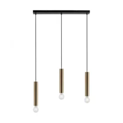 LED Pendelleuchte zeitlos schlicht messing matt Innenleuchte 3 flammige Pendellampe