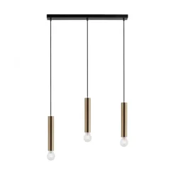 LED Pendelleuchte zeitlos schlicht messing matt Innenleuchte 3 flammige Pendellampe