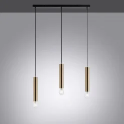 LED Pendelleuchte zeitlos schlicht messing matt Innenleuchte 3 flammige Pendellampe