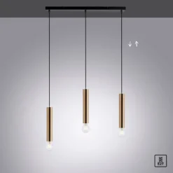 LED Pendelleuchte zeitlos schlicht messing matt Innenleuchte 3 flammige Pendellampe