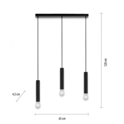 LED Pendelleuchte zeitlos schlicht schwarz Innenleuchte 3 flammige Pendellampe