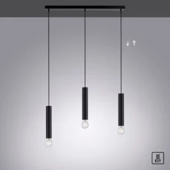 LED Pendelleuchte zeitlos schlicht schwarz Innenleuchte 3 flammige Pendellampe