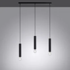 LED Pendelleuchte zeitlos schlicht schwarz Innenleuchte 3 flammige Pendellampe