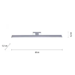 LED Spiegelleuchte 60x12,1cm chromfarbig glänzend schmal Badezimmerlampe
