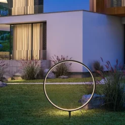 LED Spießleuchte D=50cm schwarz IP65 Schutz Timerfunktion Gartenlampe