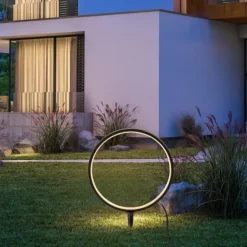 LED Spießleuchte D=32cm schwarz IP65 Schutz Timerfunktion Gartenlampe