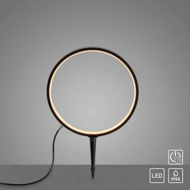 LED Spießleuchte D=32cm schwarz IP65 Schutz Timerfunktion Gartenlampe