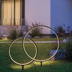 LED Spießleuchte Gartenlampe Ringform Timerfunktion IP65 wasserfest