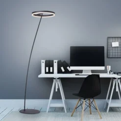 LED Stehlampe anthrazit farbig schwenkbar dimmbar Lichtring warmweiß Licht
