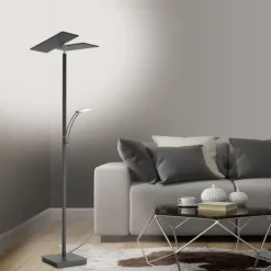 LED Stehlampe anthrazit farbig schwenkbar dimmbar Lesearm CCT Memory