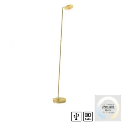 LED Stehleuchte AKKU Bente, Akkuleuchte, IP20, aufladbar, messingfarben