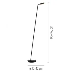 LED Stehleuchte AKKU BENTE, schwarz, Akkuleuchte, aufladbar, dimmbar,