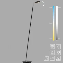 LED Stehleuchte AKKU BENTE, schwarz, Akkuleuchte, aufladbar, dimmbar,