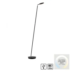 LED Stehleuchte AKKU BENTE, schwarz, Akkuleuchte, aufladbar, dimmbar,