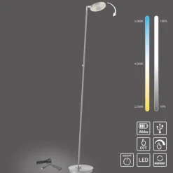 LED Stehleuchte AKKU BENTE, stahl, dimmbar, Akkuleuchte