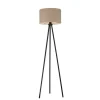 LED Stehleuchte beige sandfarbener Schirm mit Schalter Wohnzimmer