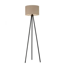 LED Stehleuchte beige sandfarbener Schirm mit Schalter Wohnzimmer