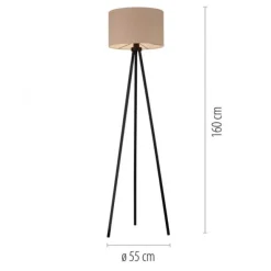 LED Stehleuchte beige sandfarbener Schirm mit Schalter Wohnzimmer