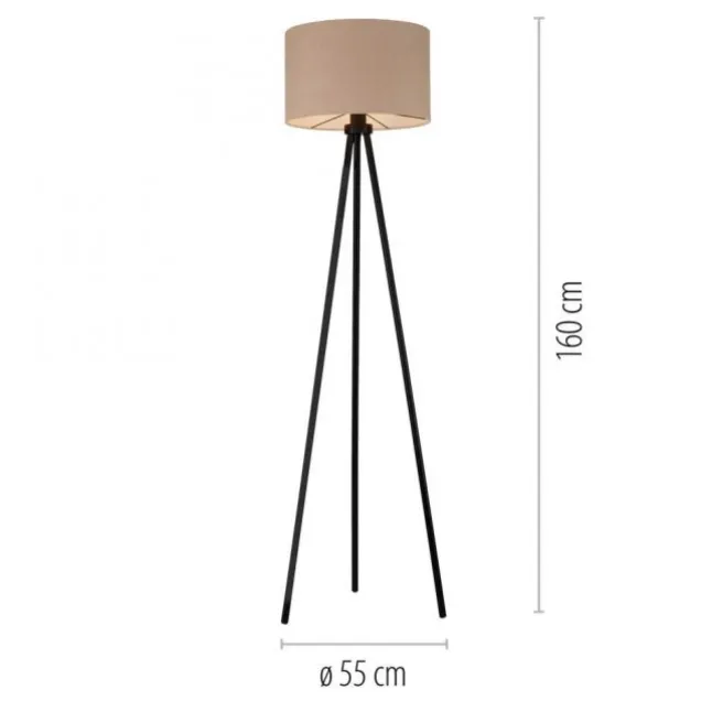 LED Stehleuchte beige sandfarbener Schirm mit Schalter Wohnzimmer