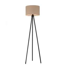 LED Stehleuchte beige sandfarbener Schirm mit Schalter Wohnzimmer