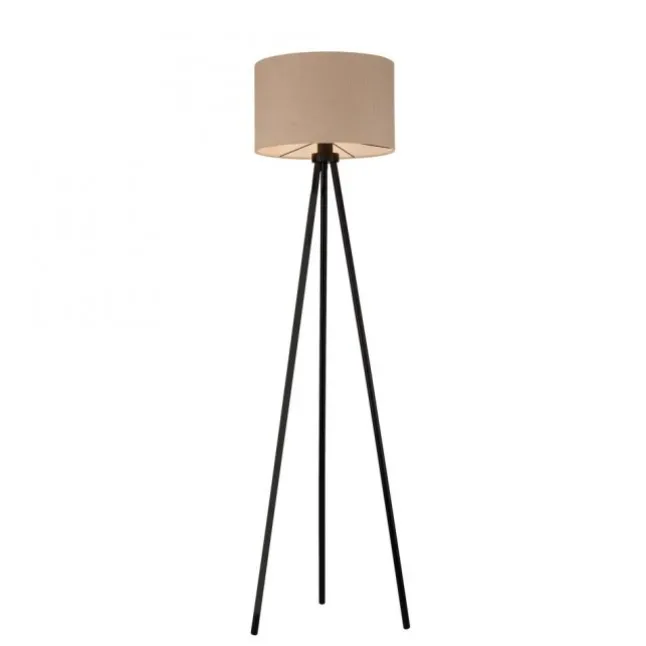 LED Stehleuchte beige sandfarbener Schirm mit Schalter Wohnzimmer