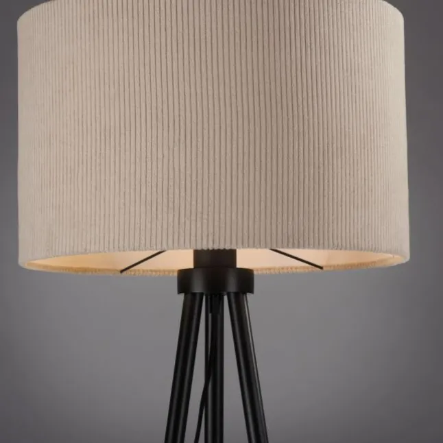 LED Stehleuchte beige sandfarbener Schirm mit Schalter Wohnzimmer