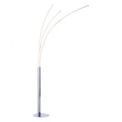 LED-Stehleuchte, Chrom, 3 Leuchtarmen, warmweiß, Kippschalter