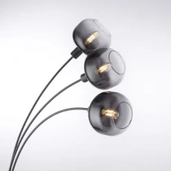 LED Stehleuchte 3 flammig schwarz Rauchglas modern schwenkbar