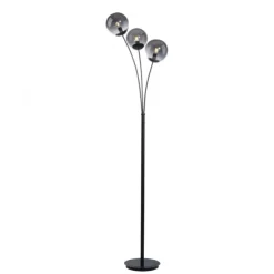 LED Stehleuchte 3 flammig schwarz dekoratives Design Lichtspiel gebogen