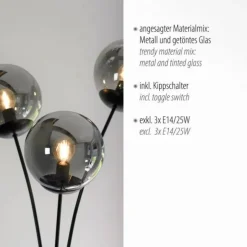 LED Stehleuchte 3 flammig schwarz dekoratives Design Lichtspiel gebogen