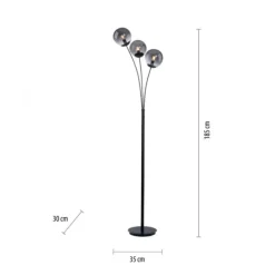 LED Stehleuchte 3 flammig schwarz dekoratives Design Lichtspiel gebogen