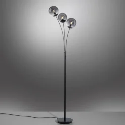 LED Stehleuchte 3 flammig schwarz dekoratives Design Lichtspiel gebogen