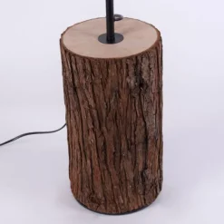 LED-Stehleuchte, Holz, Stoffschirm,1xE27, Schnurschalter