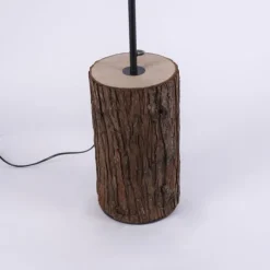 LED-Stehleuchte, Holz, Stoffschirm,1xE27, Schnurschalter