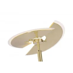 LED-Stehleuchte in messing-matt mit Lesearm und Lichtfarbsteuerung mit Memoryfunktion und Tastdimmer