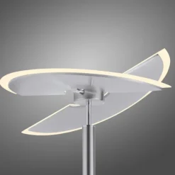 LED-Stehleuchte in stahlfarben mit Lesearm und Lichtfarbsteuerung mit Memory- und Dimmfunktion