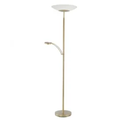 LED Stehleuchte, messing matt, inkl. Leselampe, inkl. Tastdimmer, modern