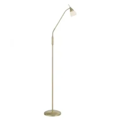 LED Stehleuchte messing matt Opalglas 3 Stufen Touchdimmer verstellbar