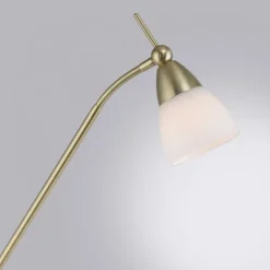 LED Stehleuchte messing matt Opalglas 3 Stufen Touchdimmer verstellbar