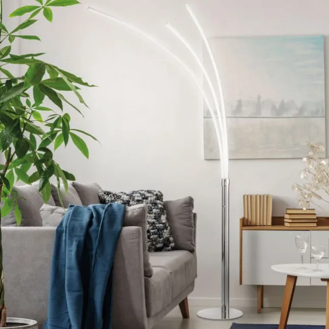 LED Stehleuchte, moderne 3 Leuchtarme, warmweiß, inkl. Kippschalter