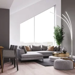LED Stehleuchte, moderne 3 Leuchtarme, warmweiß, inkl. Kippschalter