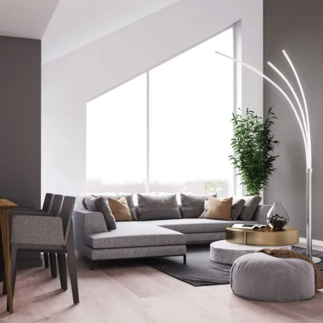LED Stehleuchte, moderne 3 Leuchtarme, warmweiß, inkl. Kippschalter