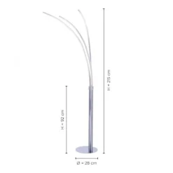 LED Stehleuchte, moderne 3 Leuchtarme, warmweiß, inkl. Kippschalter